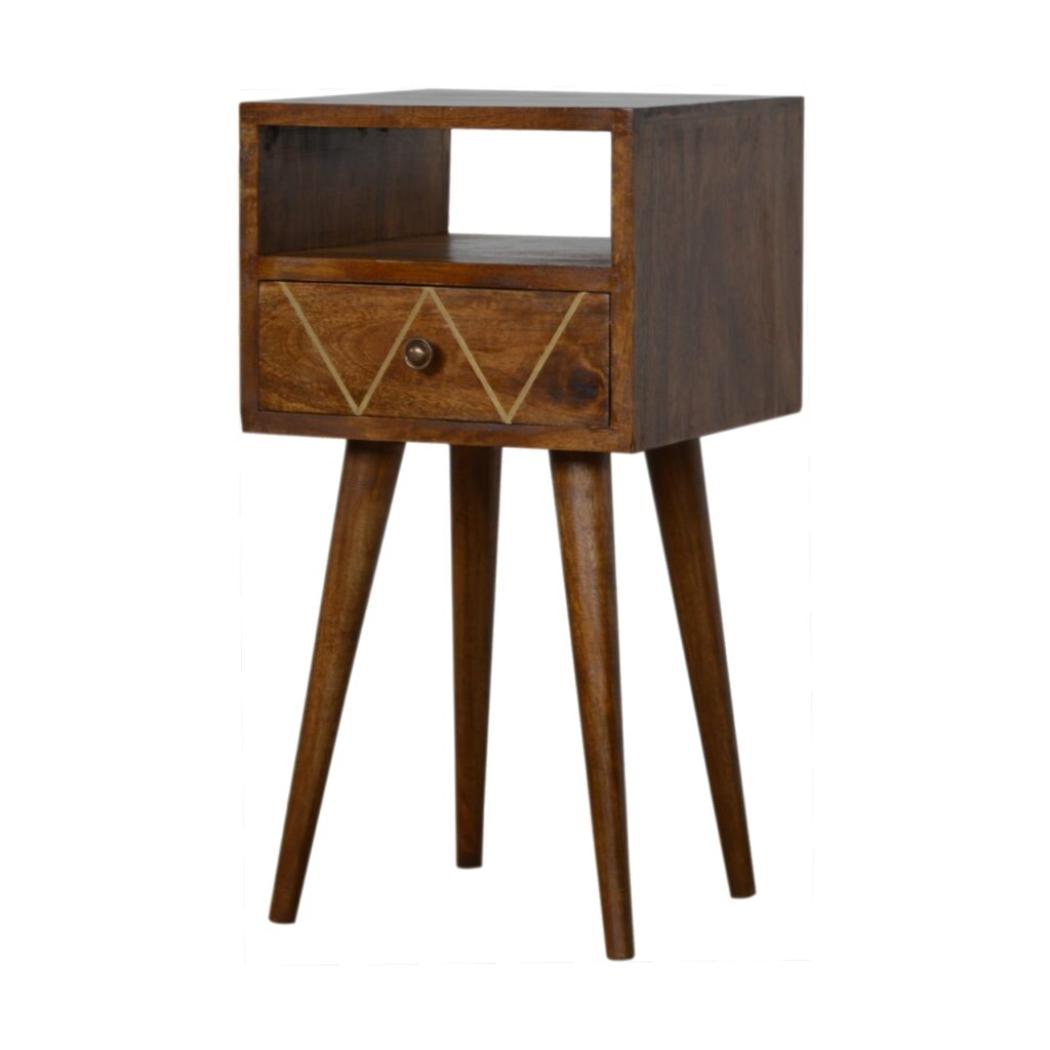 Mini Geo Brass Bedside Table | Geometric Style | Compact Bedroom Furniture