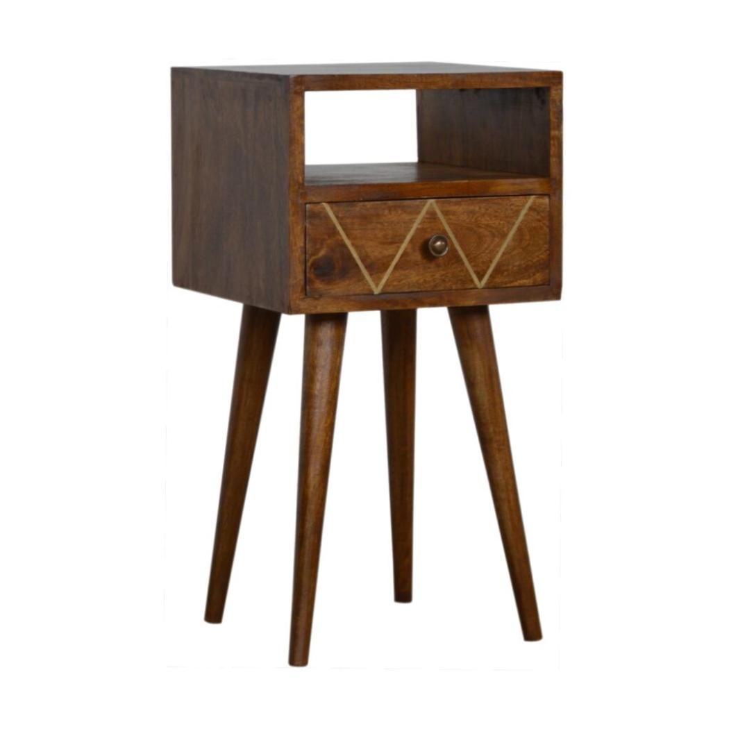 Mini Geo Brass Bedside Table | Geometric Style | Compact Bedroom Furniture