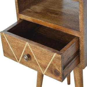 Mini Geo Brass Bedside Table | Geometric Style | Compact Bedroom Furniture
