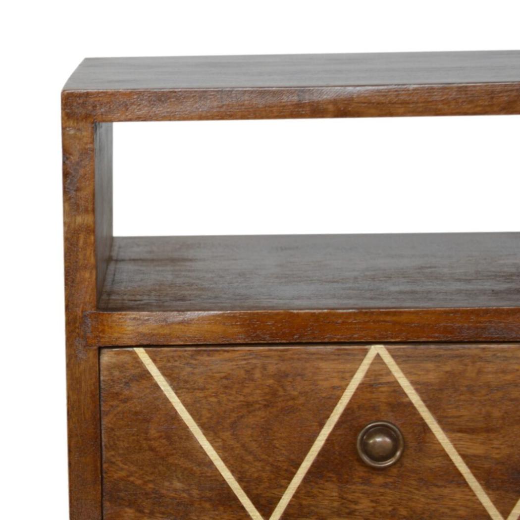 Mini Geo Brass Bedside Table | Geometric Style | Compact Bedroom Furniture