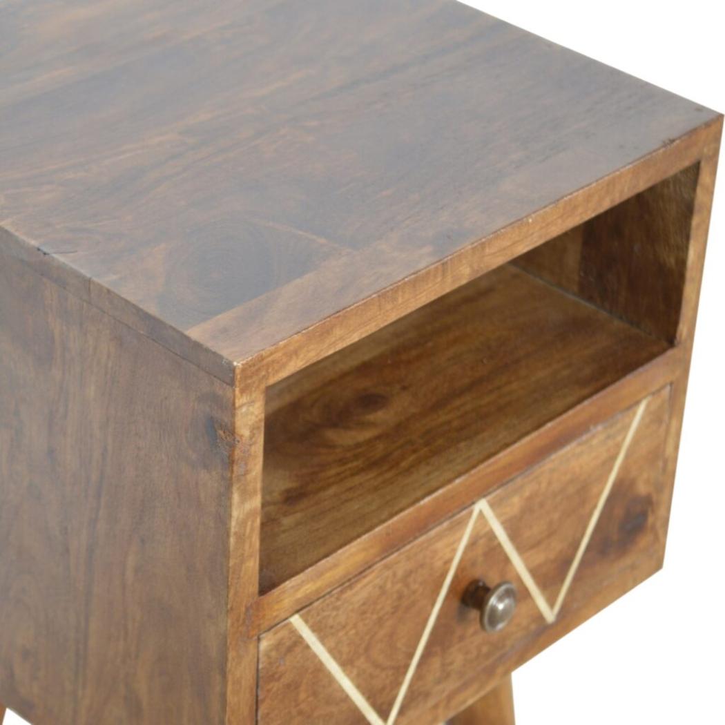 Mini Geo Brass Bedside Table | Geometric Style | Compact Bedroom Furniture