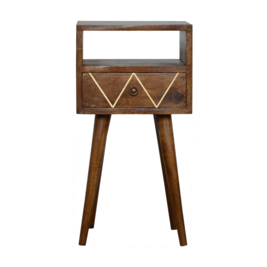 Mini Geo Brass Bedside Table | Geometric Style | Compact Bedroom Furniture