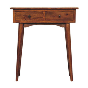 Mini Hallway Console Table | Chestnut Finish | Compact Entryway Design