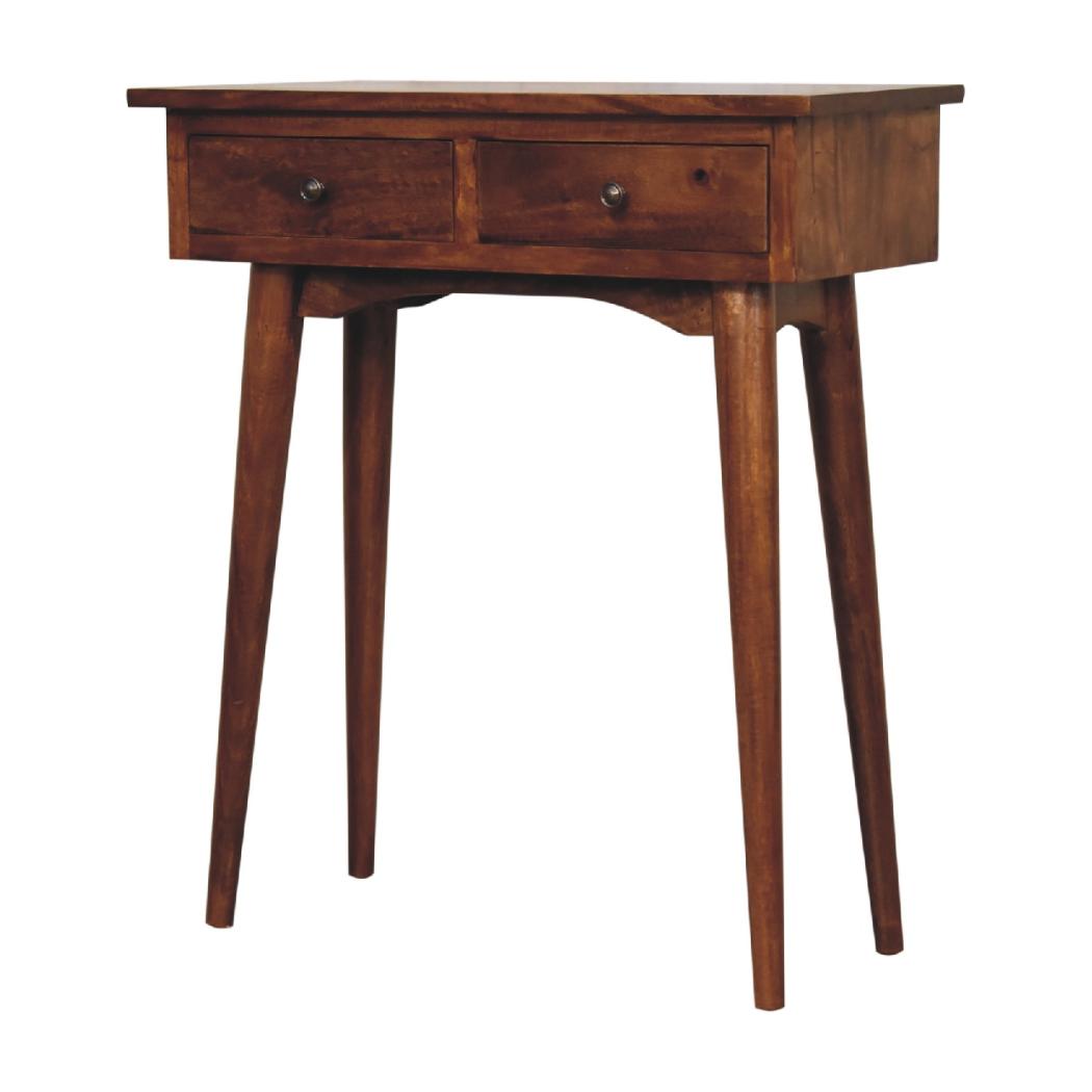 Mini Hallway Console Table | Chestnut Finish | Compact Entryway Design