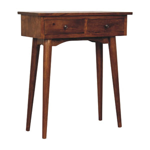 Mini Hallway Console Table | Chestnut Finish | Compact Entryway Design