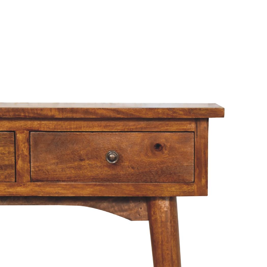 Mini Hallway Console Table | Chestnut Finish | Compact Entryway Design