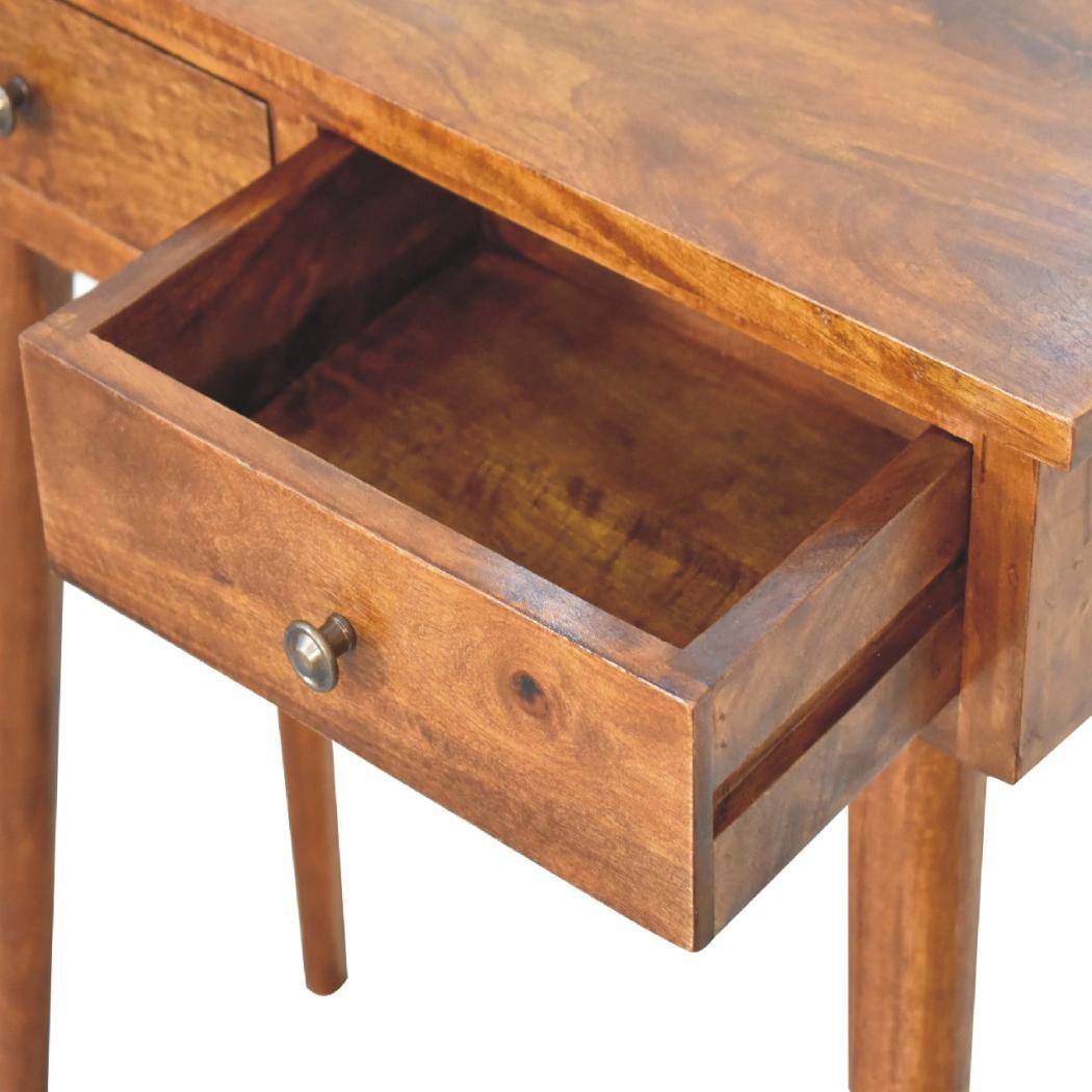 Mini Hallway Console Table | Chestnut Finish | Compact Entryway Design
