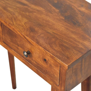 Mini Hallway Console Table | Chestnut Finish | Compact Entryway Design