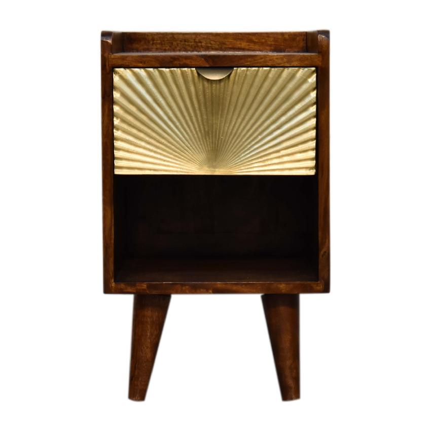 Mini Manila Gold Bedside Table | Solid Mango Wood | 1 Drawer