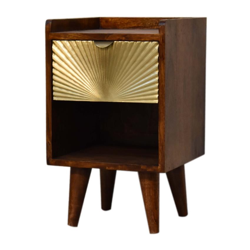 Mini Manila Gold Bedside Table | Solid Mango Wood | 1 Drawer