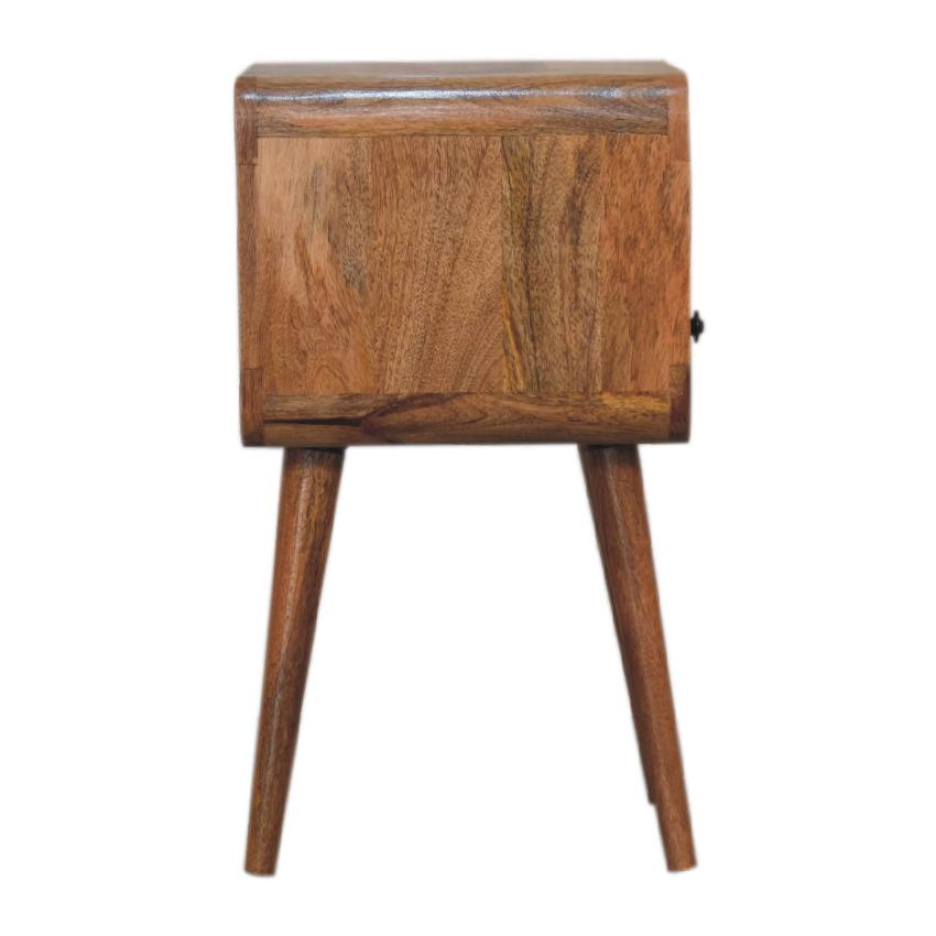 Mini Oak-ish Curve Open Bedside | Solid Mango Wood | Open Shelf