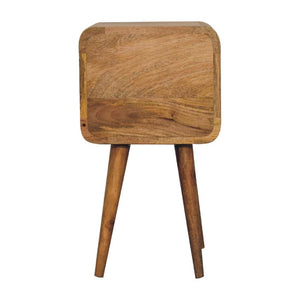 Mini Oak-ish Curved Bedside Table | Solid Mango Wood | 2 Drawer