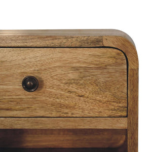 Mini Oak-ish Floating Open Bedside | Solid Mango Wood | Open Shelf