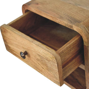 Mini Oak-ish Floating Open Bedside | Solid Mango Wood | Open Shelf