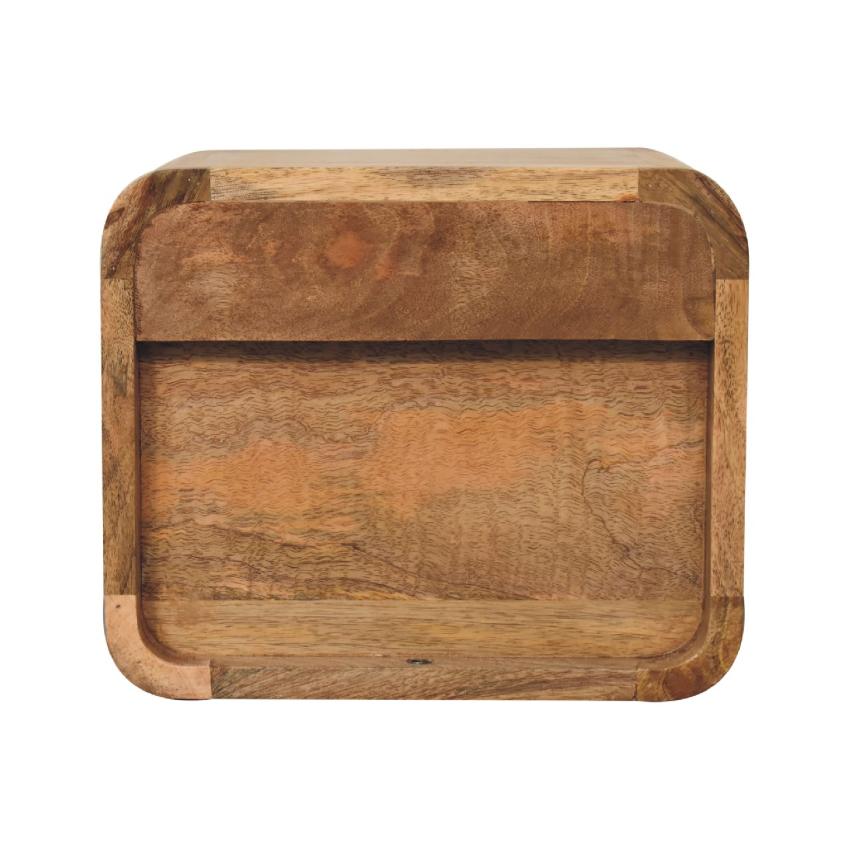 Mini Oak-ish Floating Open Bedside | Solid Mango Wood | Open Shelf