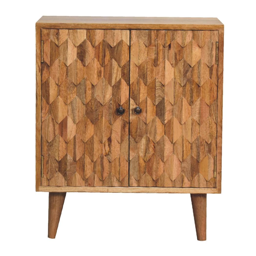 Mini Pineapple Carved Cabinet | Decorative Carving | Compact Storage