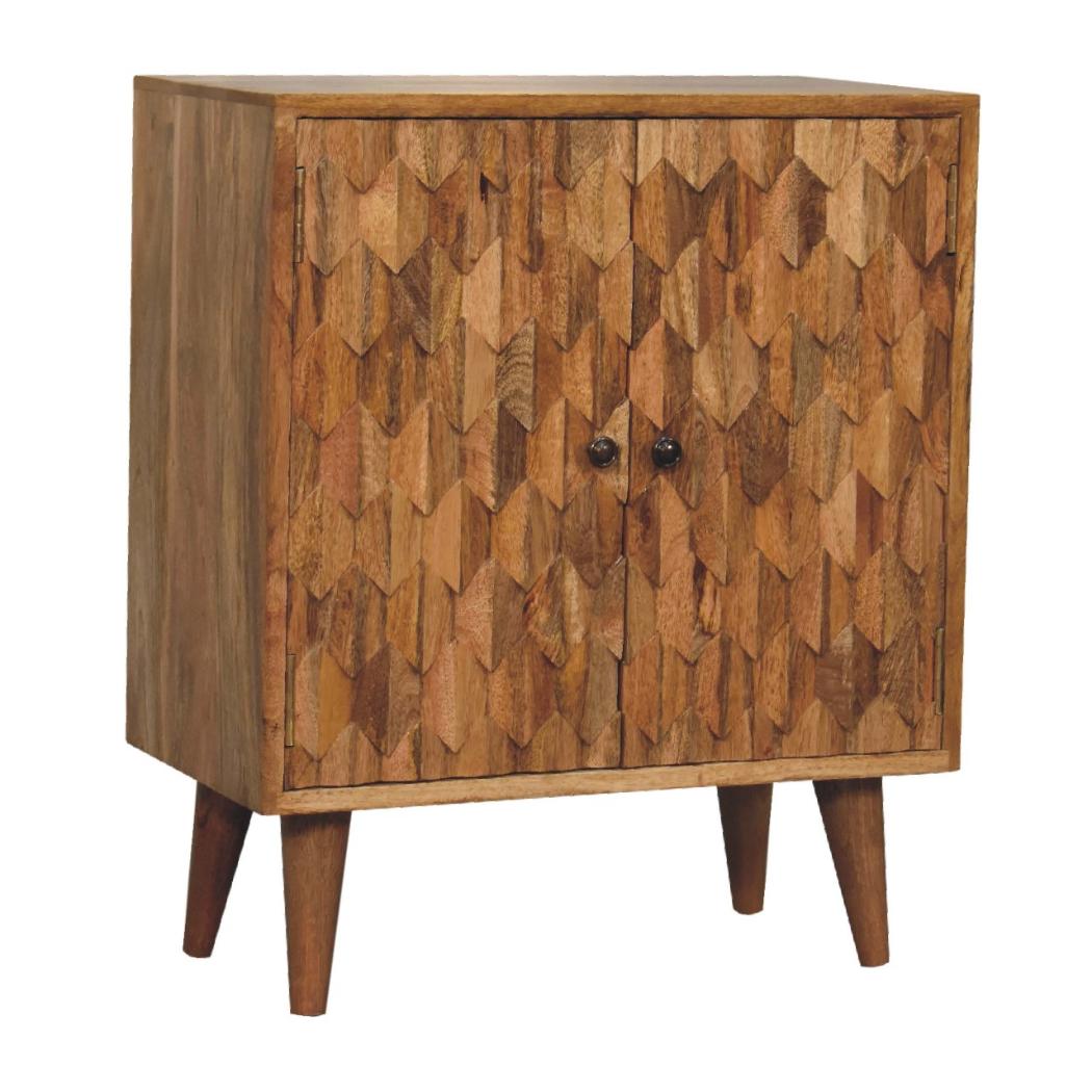 Mini Pineapple Carved Cabinet | Decorative Carving | Compact Storage