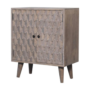 Mini Pineapple-Carved Cabinet | Stone Finish | Compact Storage