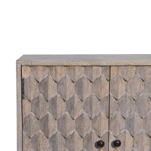 Mini Pineapple-Carved Cabinet | Stone Finish | Compact Storage