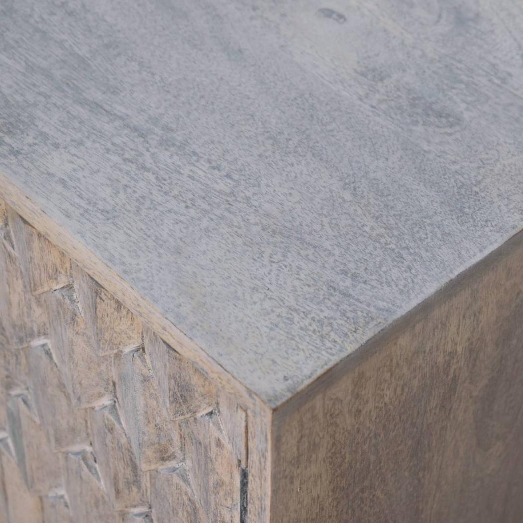 Mini Pineapple-Carved Cabinet | Stone Finish | Compact Storage