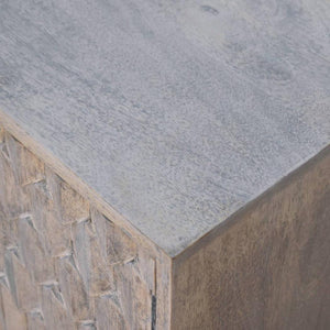 Mini Pineapple-Carved Cabinet | Stone Finish | Compact Storage