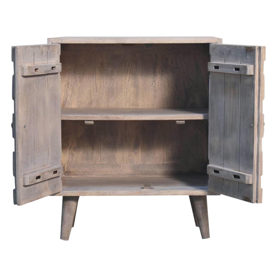 Mini Pineapple-Carved Cabinet | Stone Finish | Compact Storage