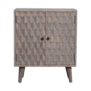 Mini Pineapple-Carved Cabinet | Stone Finish | Compact Storage