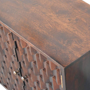 Mini Pineapple-Carved Cabinet | Walnut Finish | Compact Storage