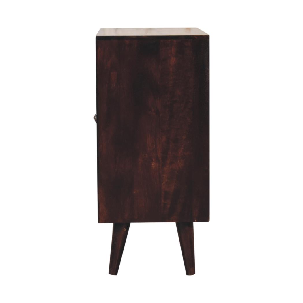 Mini Pineapple-Carved Cabinet | Walnut Finish | Compact Storage