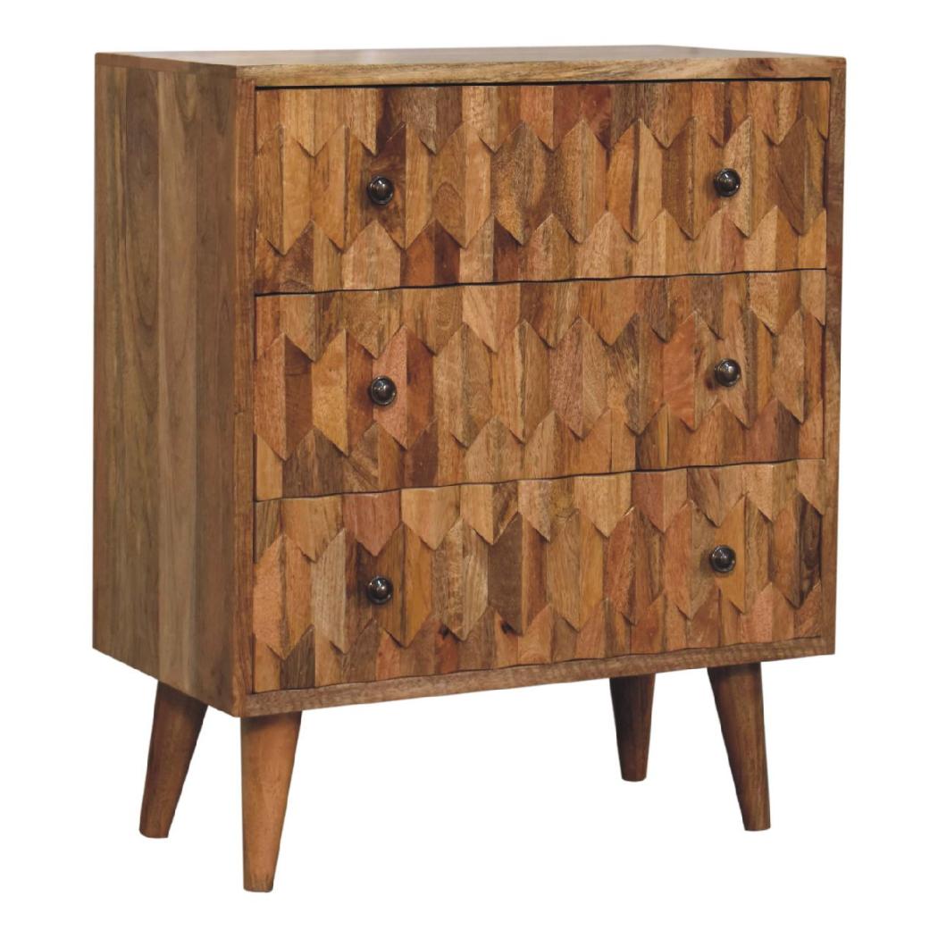 Mini Pineapple Carved Chest | Decorative Carving | Compact Accent Storage