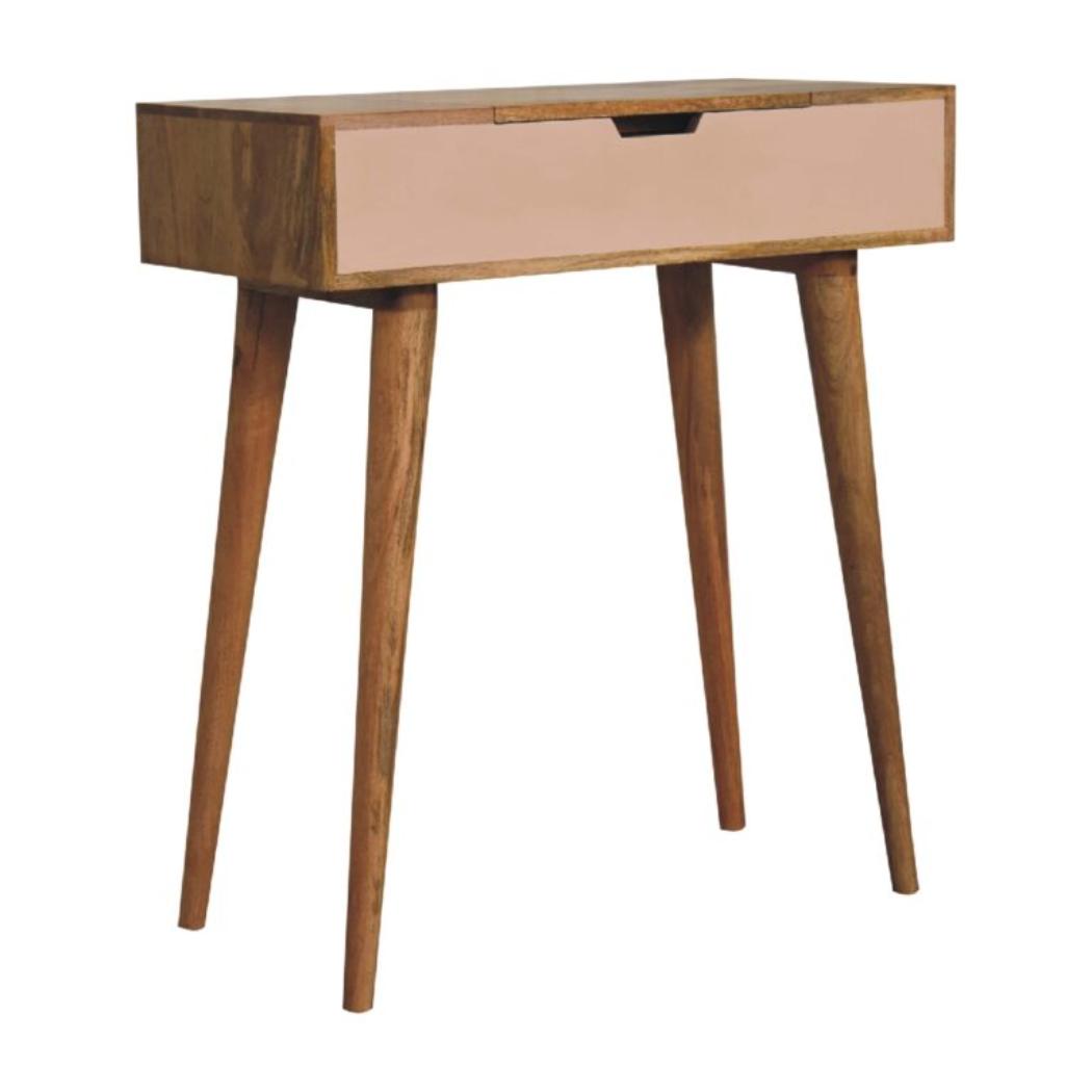 Mini Pink Dressing Table | Painted Detail | Compact Vanity Storage