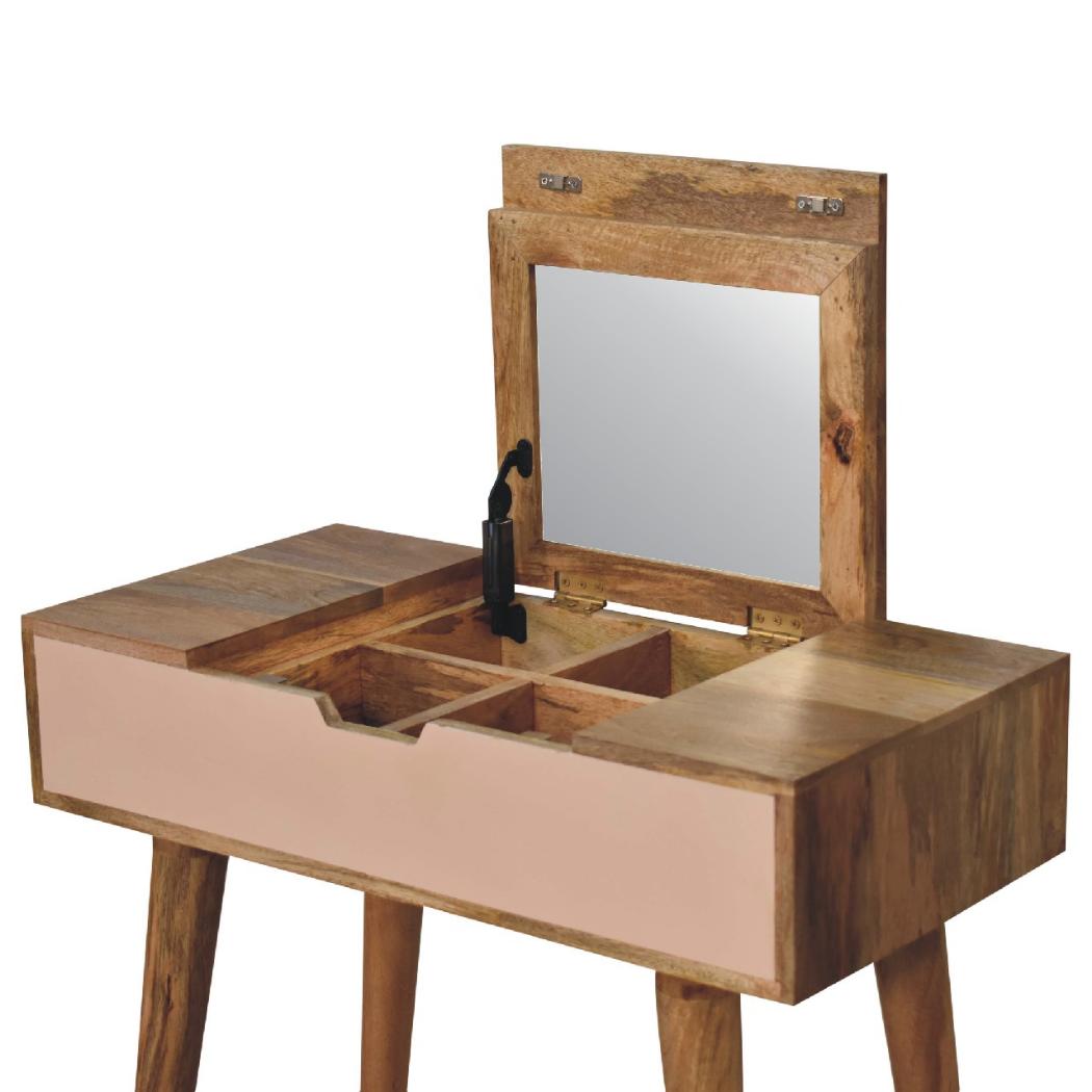 Mini Pink Dressing Table | Painted Detail | Compact Vanity Storage