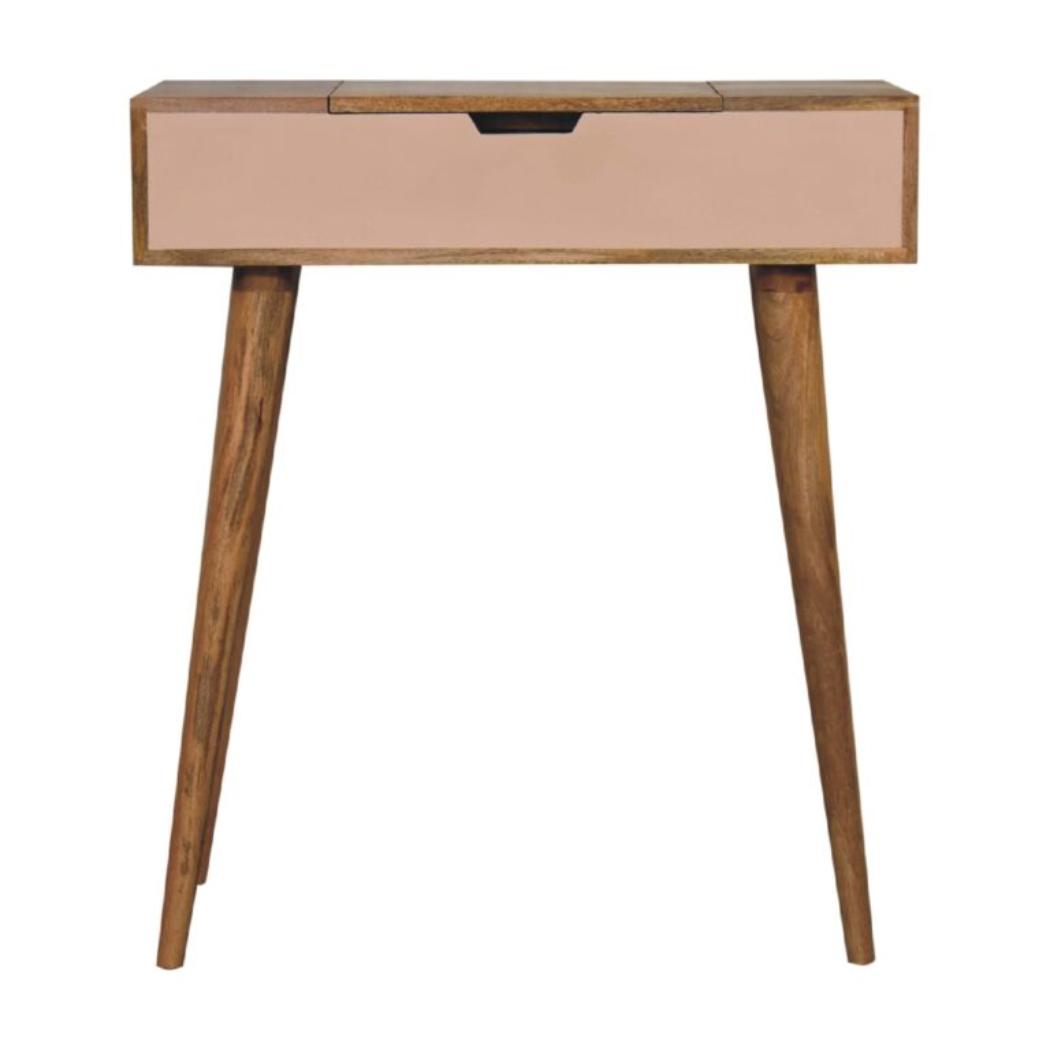 Mini Pink Dressing Table | Painted Detail | Compact Vanity Storage