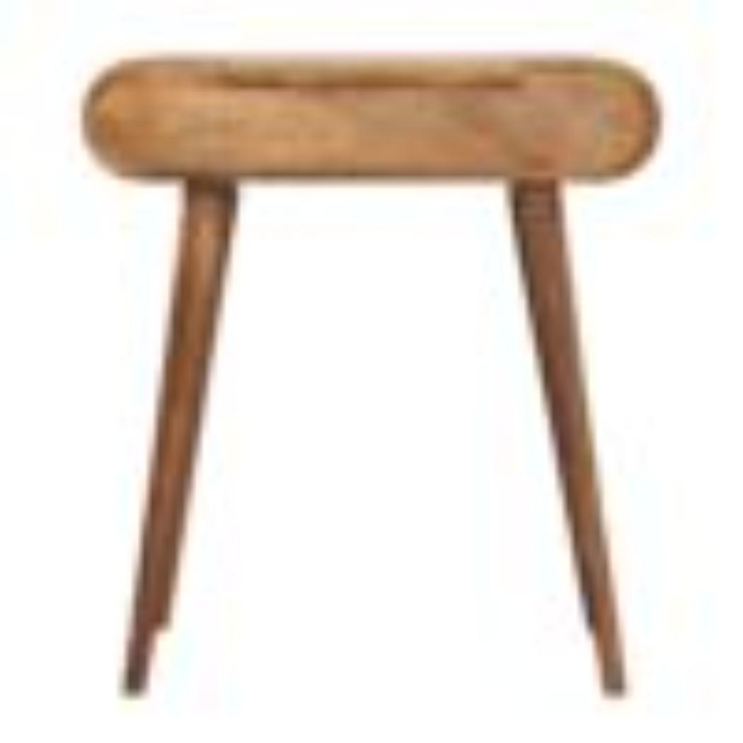 Mini Round Dressing Table | Oak Finish | Compact Vanity Design