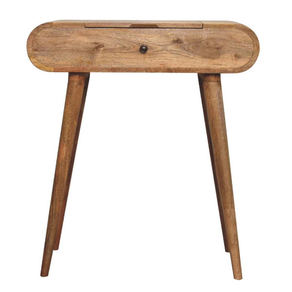 Mini Round Dressing Table | Oak Finish | Compact Vanity Design