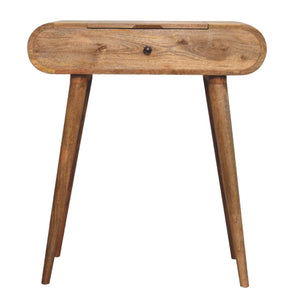 Mini Round Dressing Table | Oak Finish | Compact Vanity Design