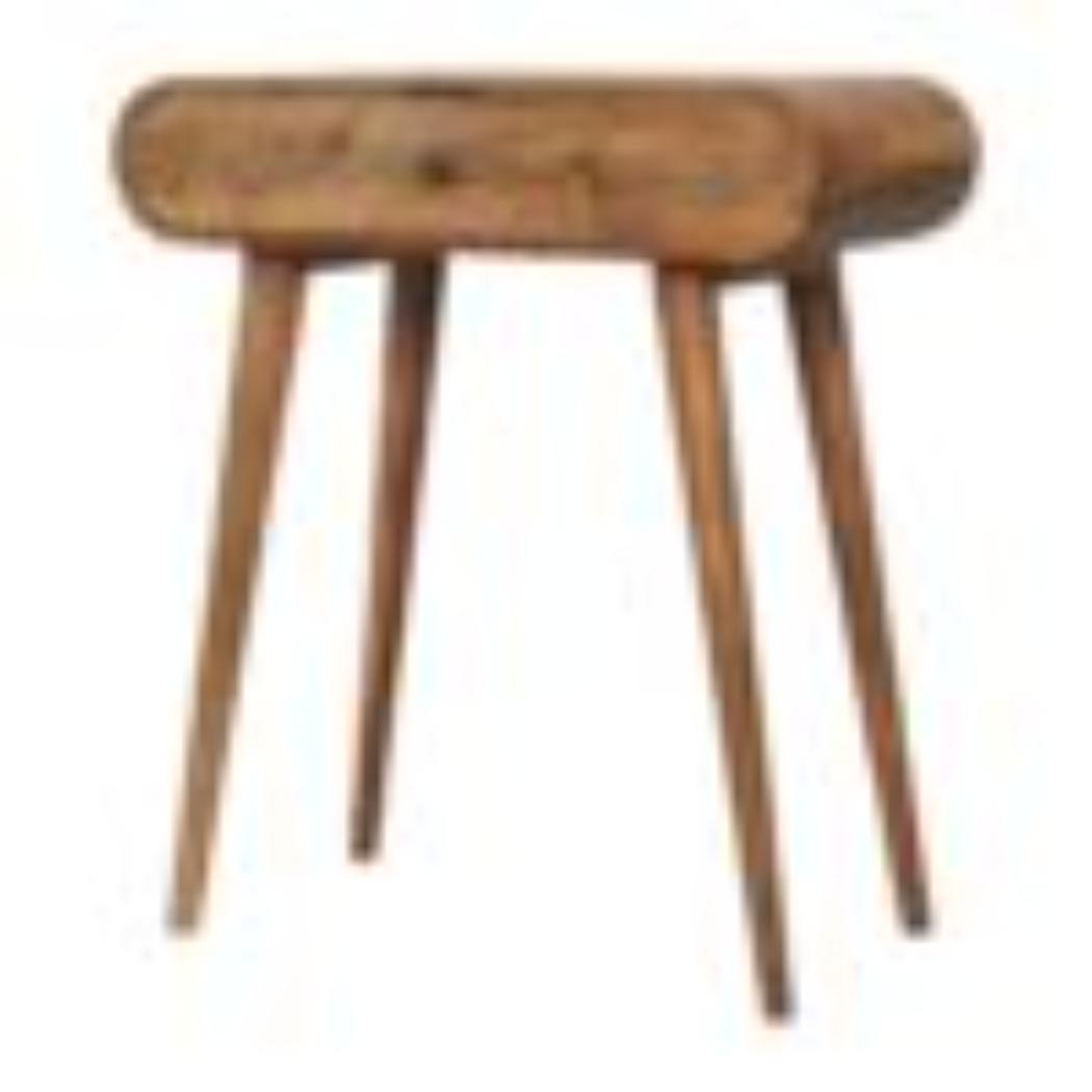 Mini Round Dressing Table | Oak Finish | Compact Vanity Design