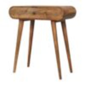 Mini Round Dressing Table | Oak Finish | Compact Vanity Design