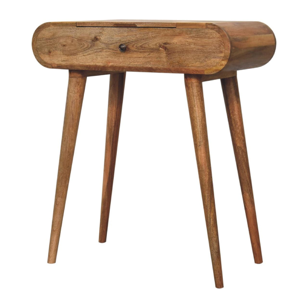 Mini Round Dressing Table | Oak Finish | Compact Vanity Design