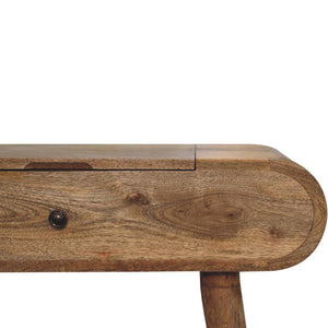 Mini Round Dressing Table | Oak Finish | Compact Vanity Design