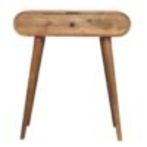 Mini Round Dressing Table | Oak Finish | Compact Vanity Design