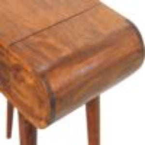 Mini Round Fold Vanity Table | Chestnut Finish | Space-Saving Mirror Design