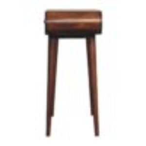 Mini Round Fold Vanity Table | Chestnut Finish | Space-Saving Mirror Design