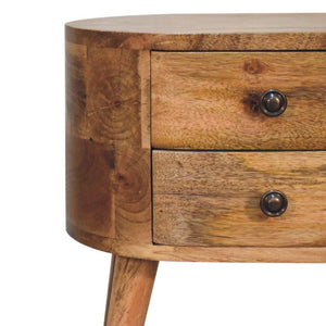 Mini Rounded Bedside Table | Oak Finish | Compact Bedroom Storage