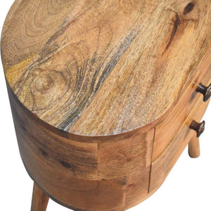 Mini Rounded Bedside Table | Oak Finish | Compact Bedroom Storage