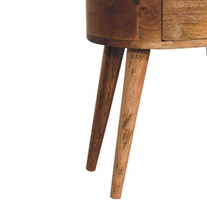 Mini Rounded Bedside Table | Oak Finish | Compact Bedroom Storage