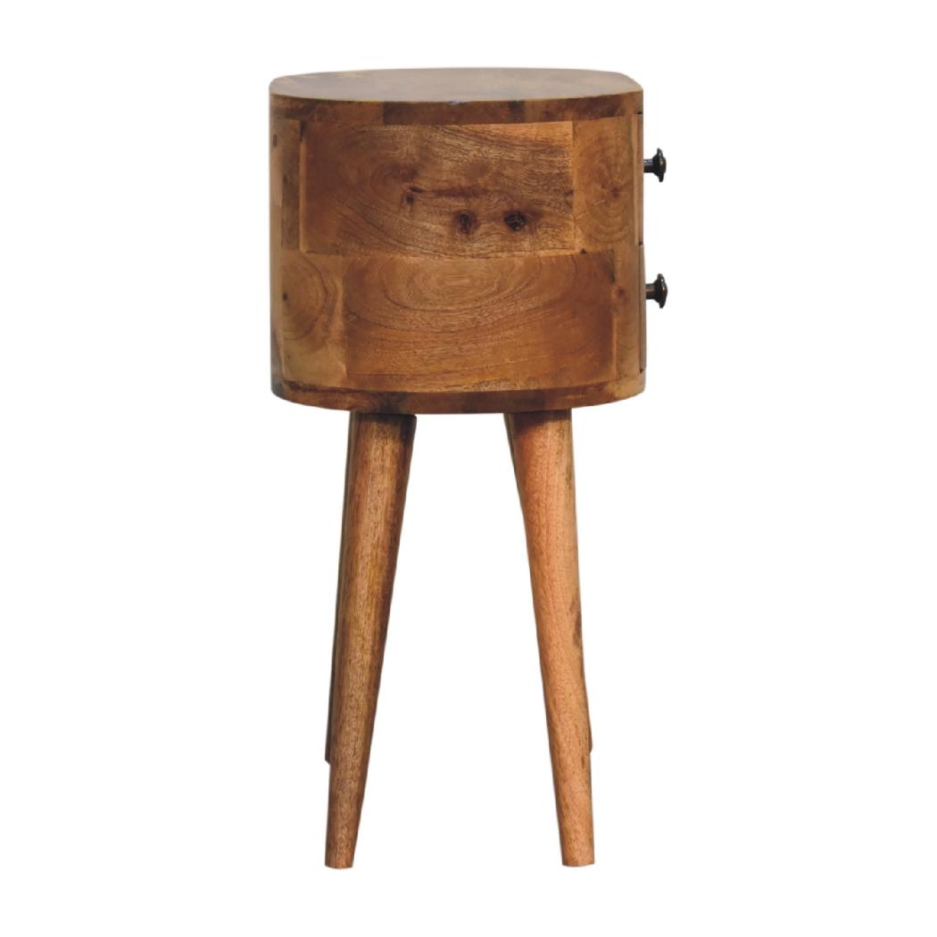 Mini Rounded Bedside Table | Oak Finish | Compact Bedroom Storage