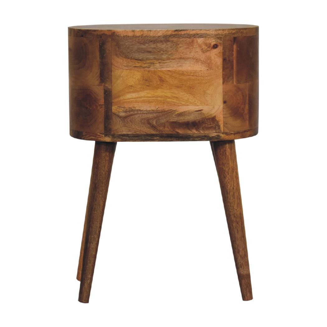 Mini Rounded Bedside Table | Oak Finish | Compact Bedroom Storage