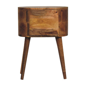 Mini Rounded Bedside Table | Oak Finish | Compact Bedroom Storage