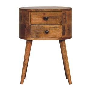Mini Rounded Bedside Table | Oak Finish | Compact Bedroom Storage